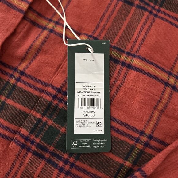 Alpine Design Women’s XL Midweight Flannel Red Bison Plaid AD Hike Long Sleeve - Picture 5 of 7